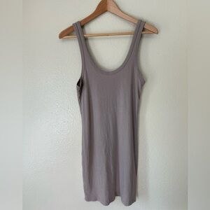 James Perse Taupe Scoop Neck Mini Dress 100% Cotton